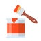 Red paint can and brush. Vector illustration for headers, banners and advertising