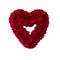 Red painted wooden roses heart-shaped