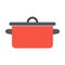 Red pan vintage. Single flat icon on white background. Pot vector illustration.