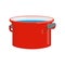 Red pan with water isolated. Kitchen utensils for cooking