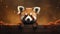 a red panda bear peeking over a wooden plank with his paws on the edge. generative ai