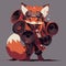 Red panda with music speakers is drawn in anime and manga style, illustration with copy space. youkai character