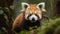 Red Panda\\\'s Delightful Feast in the Forest Canopy