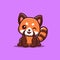 Red Panda Sitting Winking Cute Creative Kawaii Cartoon Mascot Logo