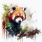 Red Panda Watercolour Orange Red Marked Colourful Exotic Cute Chinese Animal Generative AI