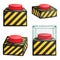 Red Panic Button Set Isolated Vector. Red Alarm Shiny Button Illustration