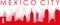Red panoramic city skyline poster of MEXICO CITY, MEXICO