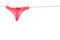 Red panties hanging on a rope clothesline