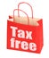 Red paper bag with tax free sign