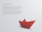 Red paper boat 3d vector background. Polygonal