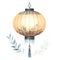 red paper chinese lantern watercolor style illustration
