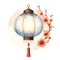 red paper chinese lantern watercolor style illustration