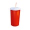 Red paper cup for soda, juice or soft drinks. Fast food. Cartoon vector illustration.