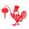 Red paper cut a chicken bantam holding lanterns zodiac symbols