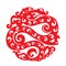 Red paper cut china dragon circle style vector design