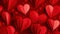 Red paper cut hearts as trendy creative Valentines Day background pattern, generated by AI