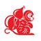 Red paper cut monkey zodiac symbol (monkey holding calabash)
