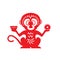 Red paper cut monkey zodiac symbol (monkey holding money)