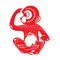 Red paper cut monkey zodiac symbol (monkey holding peach)