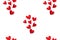 Red paper hearts on white background concept of Valentine's day