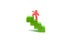 The red paper man walks upstairs from the constructor green color isolated