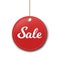 Red Paper Sale Label With Rope Transparent Background