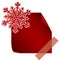 Red paper snowflake over red sticker