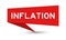 Red paper speech banner with word inflation on white background