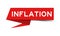 Red paper speech banner with word inflation on white background