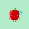 Red paprika character gets bored isolated on a green background. Red paprika character emoticon illustration