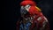 Red Parrot With Black Jacket: Hyper-realistic Piratepunk Art In 8k Resolution