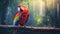 Red parrot Scarlet Macaw, Ara macao, bird sitting on the branch, Colombia. Beautiful parrot on green tree in nature