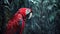 Red Parrot Standing in the Rain