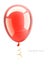 Red party balloon with ribbon isolated