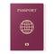 Red passport isolated on white. International identification document for travel. Vector illustration.