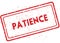 Red PATIENCE rubber stamp