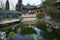 Red Pavilion Garden Pond Reflection Hong Kong