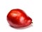 Red pear isolated on a white background with text space. Healthy organic snacks.