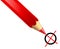 red pencil marking x