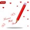 Red pencil with text forever with you and hearts on white background eps 10