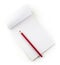 Red pencil on white notepad