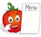 Red Pepper Character with Blank Menu