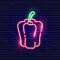 Red pepper neon icon. Glowing Vector illustration icon for mobile, web and menu design. Food concept