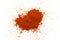 Red pepper powder isolated on white background, top view. Heap of red pepper powder on a white background. Cayenne pepper powder,