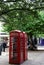 Red phone booths. Central London. UK.