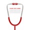 Red Phonendoscope, Stethoscope Isolated On A White Background. Realistic Vector Illustration.