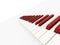 Red piano keyboard concept rendered