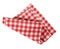 Red picnic checkered folded towel isolated on white.Food decoration element