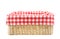 Red picnic cloth basket isolated
