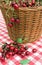 Red picnic cloth with cherry